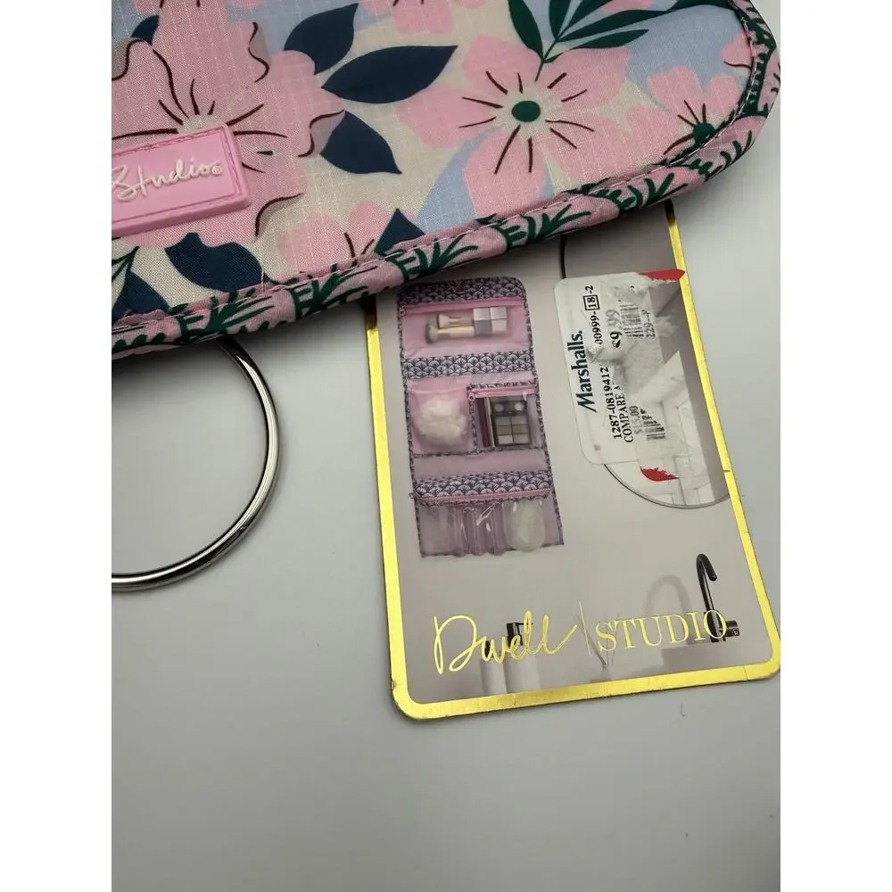 Dwell Studio Pink Floral Hanging Cosmetic Travel Bag Organizer Bottles NWT